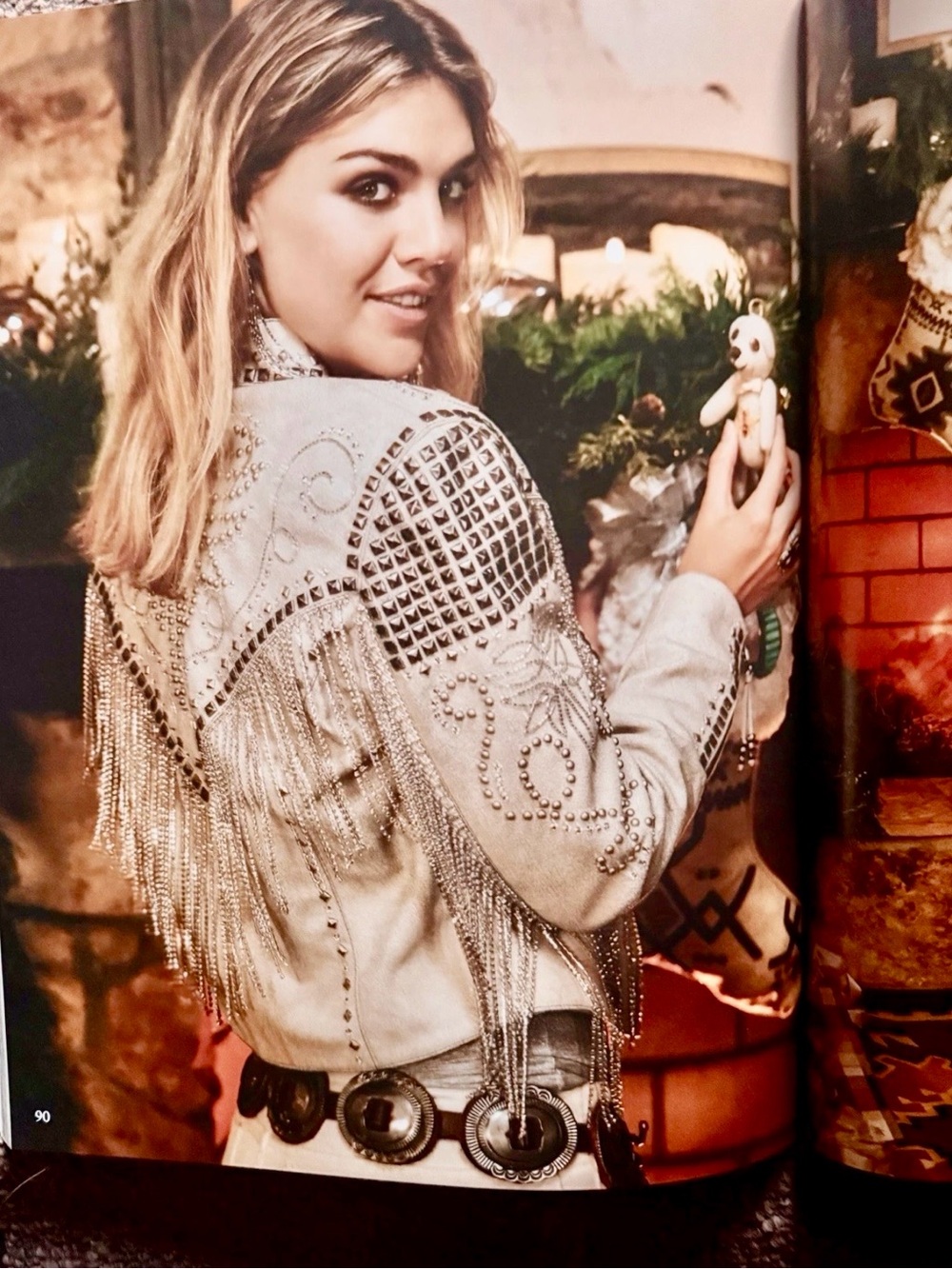 DOUBLE D RANCH ICED CRYSTALS SILVER EMBELLISHED FRINGE LEATHER JACKET, size XS